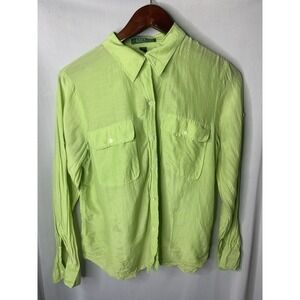 Women's Green Lauren Ralph Lauren‎ Silk Blend Beachy Light Weight  Button Blouse